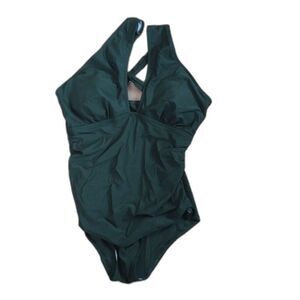 Daci Olive Green Deep V Neck One Piece Swimsuit Size 14W